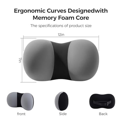 BABUR Car Headrest Pillow, 100% Memory Foam Softness Neck Support Pillow, Universal Fit Head Rest Travel Pillow for Pain Relief While Driving, Gray - color: Black Gray