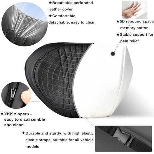 Car Neck Pillow 2-Pack - Premium Memory Foam Headrest with Soft Nappa Leather Feel, Ergonomic Support for Long Drives, Fits Most Vehicles (2, Black) - color: Black