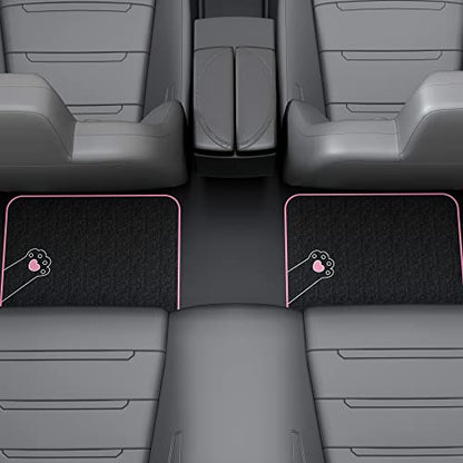 Universal Fit Cute Cat Carpet Car Floor Mats, Fit for Sedan, SUVs, Truck, Vans,Set of 4(Pink)