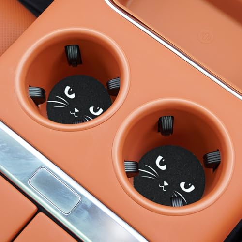 Craedli 2PCS Car Coasters for Cup Holders, 2.68 Inch Cat Cup Holder Insert Coaster Anti Slip Rubber Mat, Universal Embedded Decorative Car Cup Mat for Cars, Trucks, SUVs Interior(Eyes) - size: Eyes