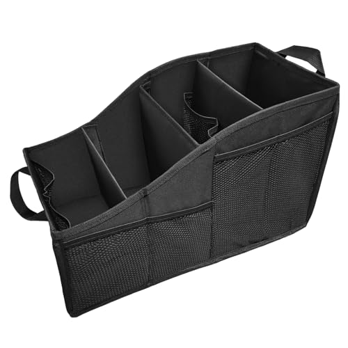 Car Seat Organizer, Collapsible Passenger Seat Storage Caddy with 4 Compartments, Waterproof Oxford Cloth Storage Box for Automotive Front & Back Seats, Car Accessories