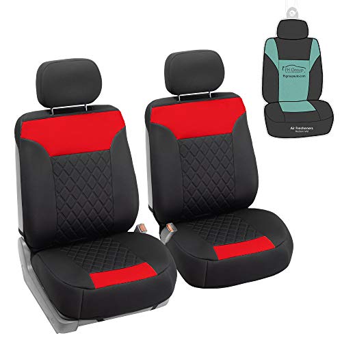 FH Group Car Seat Cover Cushion - 2 Pack Seat Covers for Cars Trucks SUV, Red Black Neosupreme Car Seat Cushions, Car Seat Cover Cushion, Universal Fit Car Seat Protector - color: Red Black, size: Style 1