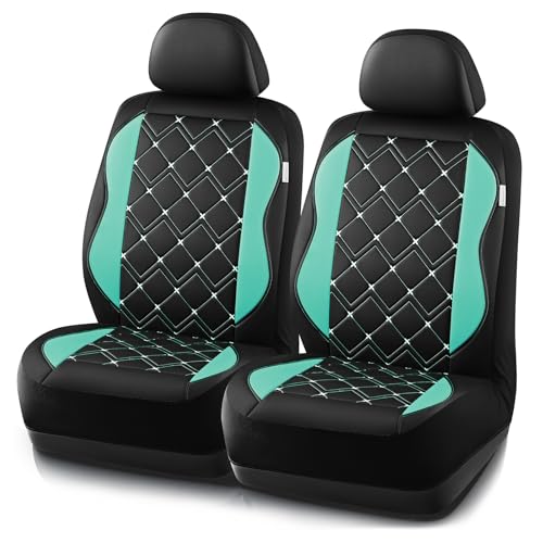 Road Comforts Seat Covers, Premium Leather Car Seat Covers Front Seat for Women Girls,Airbag Compatible, Automotive Seat Covers Universal Fit Most Cars,Vans,Truck,SUV - color: Mint Front