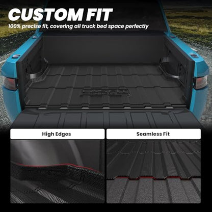 LASFIT Frunk Mats&Truck Bed Mats for Rivian R1T 2024-2022，All Weather Frunk Mats TPE Front & Rear Cargo Liner Custom Fit R1T Truck Bed Mat Black, Tasteless, Durable and Easy to Clean