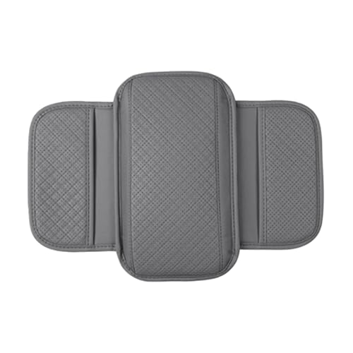 Car Center Console Cover, Vehicle Arm Rest Cover Cushion with 2 Storage Bags, Automotive Interior Armrest Box Middle Console Protector, Universal for SUV Sedan Truck (Grey)