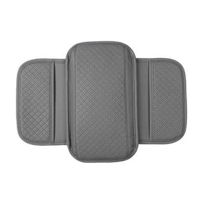 Car Center Console Cover, Vehicle Arm Rest Cover Cushion with 2 Storage Bags, Automotive Interior Armrest Box Middle Console Protector, Universal for SUV Sedan Truck (Grey)