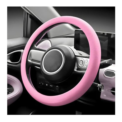 Car Steering Wheel Cover, 13 to 14 Inches Non-Slip Soft Silicone Steering Wheel Protector, Stretchable Elastic Steering Wheel Cover Fits Most Cars for Men and Women (Pink) - color: Pink