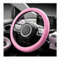 Car Steering Wheel Cover, 13 to 14 Inches Non-Slip Soft Silicone Steering Wheel Protector, Stretchable Elastic Steering Wheel Cover Fits Most Cars for Men and Women (Pink) - color: Pink
