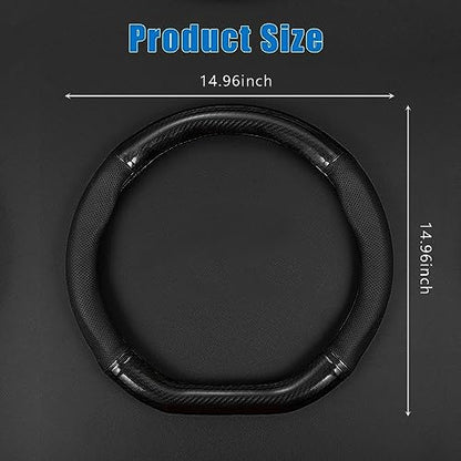 gunhunt 1 PC Car Breathable Steering Wheel Cover, Carbon Fiber Non-Slip Steering Wheel Protector, Wear -Resistant Steering Wheel Sleeve, Four Seasons Universal Steering Wheel Set (D -Shaped) - size: D shape