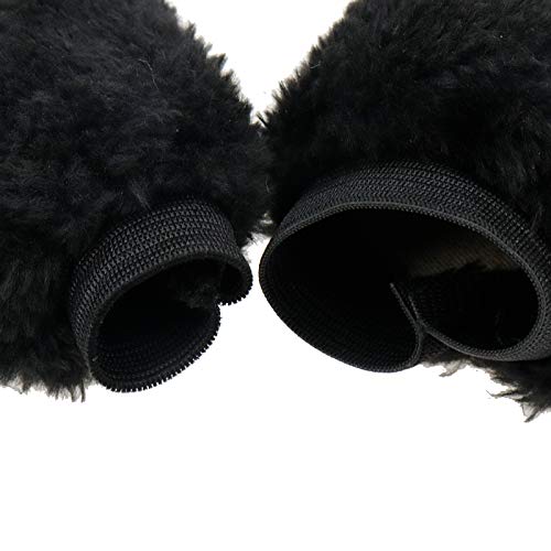 Modengzhe 2 Pcs Plush Car Handbrake and Gear Shift Knob Cover, Warm and Anti-Slip Protective Sleeves, Black