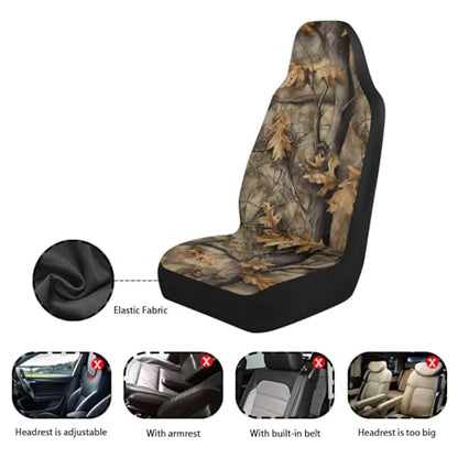 Howilath 2 Piece Car Front Seat Covers Set Anti-Slip Camo Oak Hunting Wood Auto Seats Protector Interior Accessories Fit SUV Sedan Truck - color: Camo Oak Hunting Wood