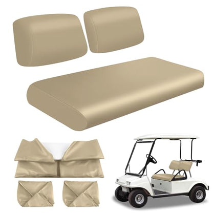 Golf Cart Front Seat Covers Beige Micro Fiber Leather Seat Covers Replacement for Club Car DS 1982-2000, Staple On - color: Beige, size: Club Car DS 1982-2000