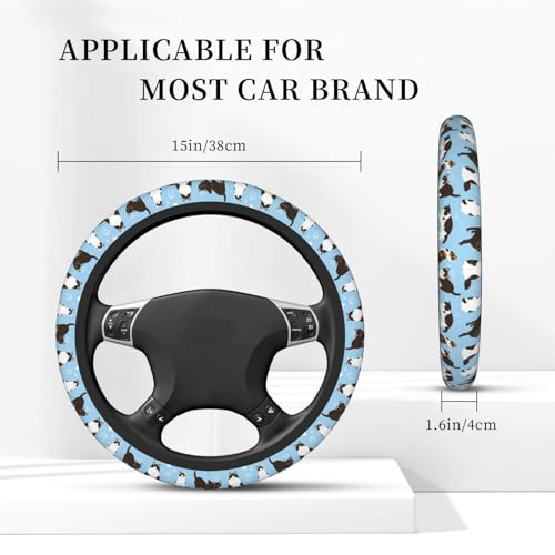 Cats Steering Wheel Cover for Women Elastic Rubber Steering Wheel Universal 15 Inch Fit for Cars, Auto, SUVs - color: Cats