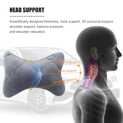 2PCS Car Headrest Pillow, Comfortable Ergonomic Design Vehicle Seat Neck Pillow for Driving Fatigue Relief, Soft Breathable Automotive Interior Head Rest Cushion Pad, Universal Fit (Gray) - color: Gray