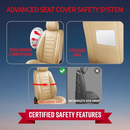 Fit Journey Car Seat Covers (Only Front 2 Seats) Compatible with Dodge Journey 2010-2017 2018 2019-Full Coverage Breathable Leather, Airbag Compatible, Waterproof & All-Weather, Beige - color: Front Pair F1 beige, size: Dodge-Journey-2010-2019