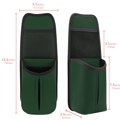 Linkidea Car Seat Side Organizer - Compatible with Yeti Rambler & Hydro Flask Bottles, Hanging Bag for Large Bottles, Green