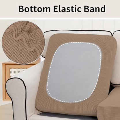 Easy-Going Stretch Individual Couch Cushion Cover Sofa Seat Furniture Protector Sofa slipcover Soft Flexibility with Elastic Bottom(2 Piece Cushion Sofa, Camel) - color: Camel, size: 2 Cushion Sofa