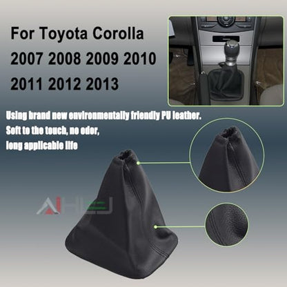 AJHLJ® Car Shift Gear Stick Handbrake Cover Manual Shift Boot Black Leather Boot Cover Case for to-yo-ta Co-Rolla 2007 2008 2009 2010 2012 2013 (Gearbox Shift dust Cover) - color: Gearbox shift dust cover