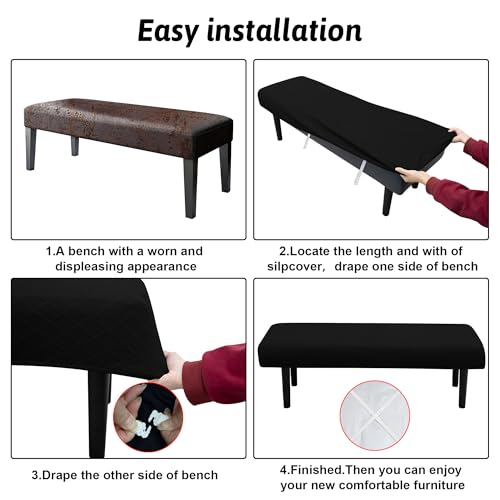 Stretch Bench Covers, Bench Seat Covers, Bench Cushions Covers, Printed Bench Seat Protector, Washable Bench Slipcover, Rectangle Bench Covers for Dining Room, Living Room, Kitchen(Argyle black) - color: Argyle Black