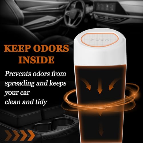 Car Trash Can with Lid-2Pack, Leakproof Garbage Can with 80 Attached Trash Bags, Mini Essential Car Accessories for Interior for Car, Home, Office（White） - color: 2Pack White