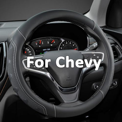 GIANT PANDA Car Steering Wheel Cover Customized for Chevy, Black and Gray Line - color: C-Black+Gray Line