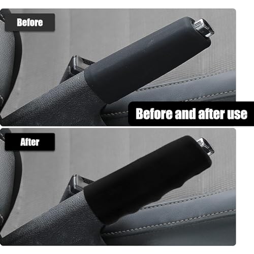 QODOLSI 1 PC Car Handbrake Handle Cover, 4.8" x 1.65" x 1.41" Silicone Wavy Anti-slip Parking Brake Covers, Universal Protective Accessories, Compatible with Cars, Trucks, Vans, SUVs (Black)