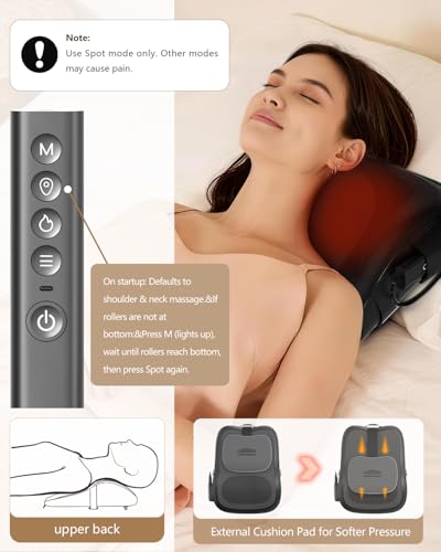 Back Massager with Heat, 3D Massage Pillow for Back, Neck, Shoulder,Leg, Shiatsu Back Massager for Pain Relief, Up&Down Lower Back Massage, Gifts for Women Men Dad Mom At Home Office Car (Black)