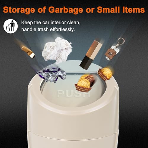 Car Trash Can, 2 Packs Mini Car Trash Bin with Lid, Leakproof Cup Holder Car Garbage Can with 60 Trash Bags, Vehicle Front Back Seat Organizers and Storage for Car, Home, Office, Beige - color: Beige