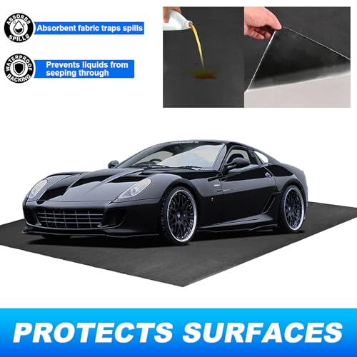 AAIN Oil Spill Mat (17' x 7'4"), Garage Floor Mat, Absorbent Oil Pad, Premium Maintenance Mat, Waterproof, Protect Garage Surface from Spill & Stain, Reusable, Washable, Durable, Black - style: 17' x 7'4"