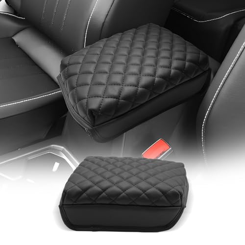 CDEFG for Volkswagen Taos 2022-2025 2026 Center Console Cover Armrest Box Cover for VW Taos (S, SE, SEL) Accessories Console Arm Rest Protector - color: Taos Thickened Black Leather Square