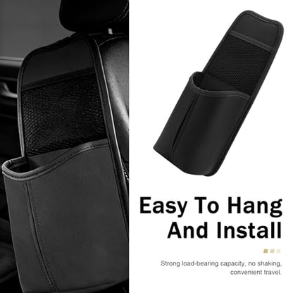 Car Tissue Holder, Car Leather Seat Side Hanging Storage Bag, Waterproof Multifunctional Hanging Card Cup Holder Storage Bag with Mesh Net, Universal for Most Cars (Black) - color: Black