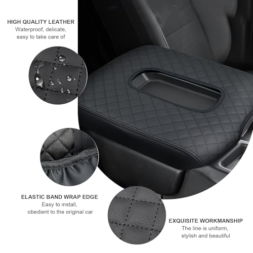 Car Center Console Cover, Console Leather Armrest Cover, Automobile Armrest Box Cover Replacement, Compatible with Chevrolet 2019-2023 Silverado