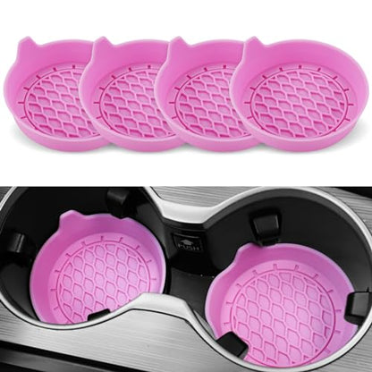 SINGARO Car Cup Holder Coaster, Silicone Cup Holder Insert, Universal Non-Slip Cup Holders, Car Accessories Interior for Women and Man 4 Pack Pink - color: Pink