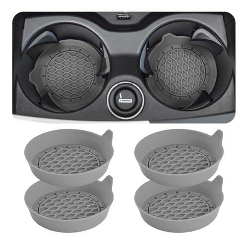 Zpana 4PCS Car Cup Holder Coasters, Silicone Non-Slip Vehicle Cup Recessed Mats, Sift-Proof Automotive Interior Drink Insert Decor Accessories, Universal for SUV, Sedan, Truck (Gray) - color: Gray/Silicone