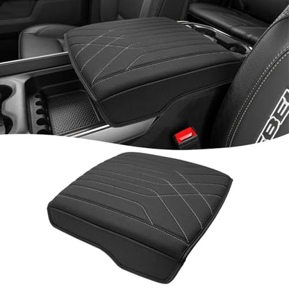 KBH Center Console Armrest Cover for 2019-2026 Dodge Ram 1500 2500 3500 5th Gen, Floor Console Bucket Seat, Arm Rest Cushion Pad Protector, Vinyl Leather, Black-Gray Stitches - color: Black-Gray Stitch