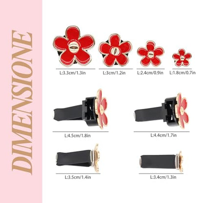 ORIESSE 4pcs Flowers Air Vent Clips Red Daisy Car Air Freshener Vent Clips Cute Fower Car Accessories for Women Refillable Diffuser - color: Red