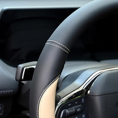 Valleycomfy Microfiber Leather Steering Wheel Cover Large-Size for F150 F250 F350 Ram 4Runner Tacoma Tundra Range Rover Model S X with 15 1/2 inches-16 inches Outer Diameter Beige - color: Beige, size: Large Size[15.5"-16"]