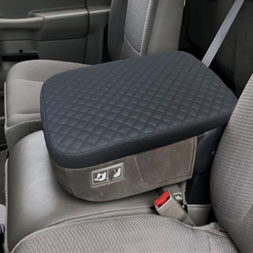 Zxiaochun Center Console Cover Compatible with 2002-2012 Dodge Ram 1500 2500 3500 Jump Seat Console, Armrest Lid Leather Protective Covering (Black) - color: Black Leather