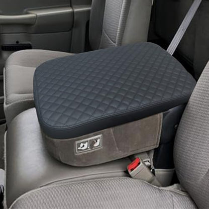 Zxiaochun Center Console Cover Compatible with 2002-2012 Dodge Ram 1500 2500 3500 Jump Seat Console, Armrest Lid Leather Protective Covering (Black) - color: Black Leather