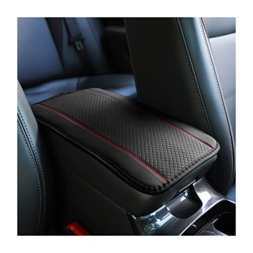 8sanlione Car Armrest Storage Box Mat, Fiber Leather Car Center Console Cover, Car Armrest Seat Box Cover Accessories Interior Protection for Most Vehicle, SUV, Truck, Car (Black/Red) - color: Black/Red