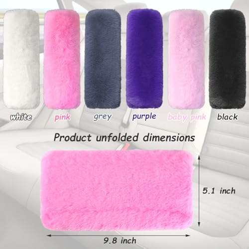 2-Pack Soft Plush Seatbelt Covers for Kids - Comfortable Pink Seat Belt Cushion for Newborns - Car Seat/Stroller Strap Accessories - Enhanced Driving Comfort & Protection (Pink)