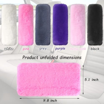 2-Pack Soft Plush Seatbelt Covers for Kids - Comfortable Pink Seat Belt Cushion for Newborns - Car Seat/Stroller Strap Accessories - Enhanced Driving Comfort & Protection (Pink)