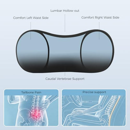 Lumbar Support Pillow - Back Pain Relief Cushion, Fits Tightly Around the Coccyx, Ergonomics Memory Foam, Skin-Friendly Fabric, Fit Car Drive, Office Chair, Rest Seat, Wheelchair (Black) - color: Black