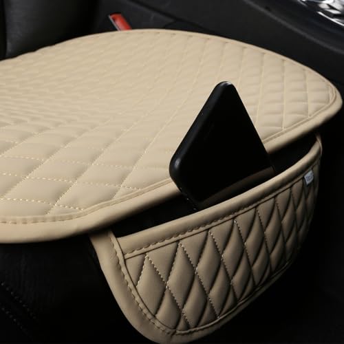 West Llama Pu Leather Car Seat Bottom Covers Protectors Include 1 Rear Bench Seat Cover Universal Fit 90% Vehicles,Beige - color: E-Beige, size: Universal Fit - Rear Only