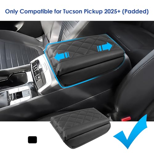2022-2025 2026 Tucson Center Console Cover for Hyundai Tucson (SE/SEL/SEL Convenience/XRT/N Line/Limited), Waterproof&Cushion Leather Armrest Cover 2023 2024 2025 Tucson Accessories (Padded) - color: (for Tucson) Padded - Leather