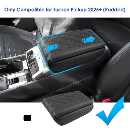 2022-2025 2026 Tucson Center Console Cover for Hyundai Tucson (SE/SEL/SEL Convenience/XRT/N Line/Limited), Waterproof&Cushion Leather Armrest Cover 2023 2024 2025 Tucson Accessories (Padded) - color: (for Tucson) Padded - Leather