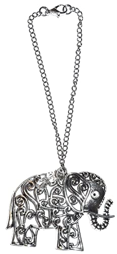 Hidden Hollow Beads Rear view Mirror Car Charm Ornament, Sun Catcher, Hanging Pendant, Stainless Steel Chain. Comes in a Gift Bag (Elephant) - size: Elephant