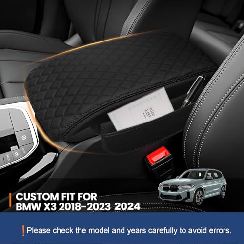 Car Center Console Cover Armrest Cover for 2018-2023 2024 BMW X3 Center Console Pad Interior Accessories Car Armrest Seat Box Cover Protector with Pockets Storage Bag - size: BMW X3 2018-2024
