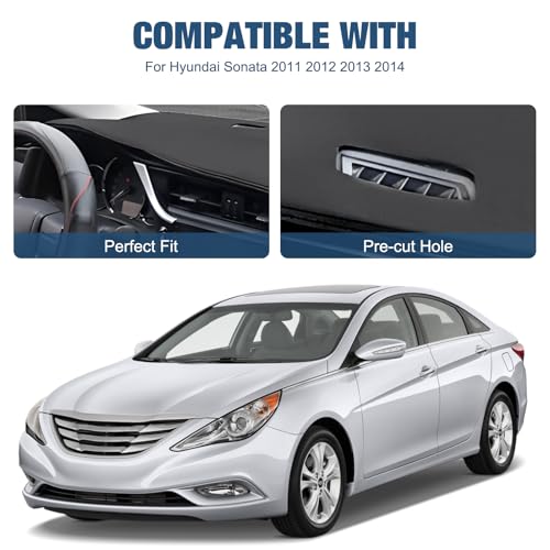 Leather Dashboard Dash Cover Mat Carpet PU Compatible with 2011 2012 2013 2014 Hyundai Sonata - style: 11-14 Hyundai Sonata