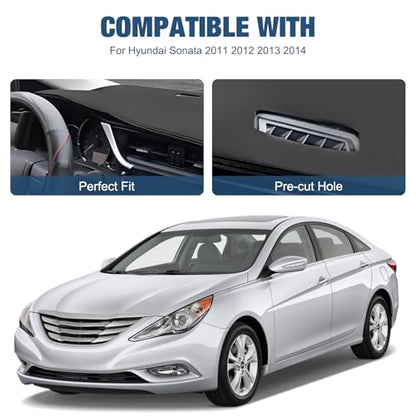 Leather Dashboard Dash Cover Mat Carpet PU Compatible with 2011 2012 2013 2014 Hyundai Sonata - style: 11-14 Hyundai Sonata